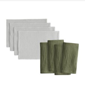 Set Of 4! NWT! Quince Organic Cotton Olive Napkins & Gray Placemats! (7112)